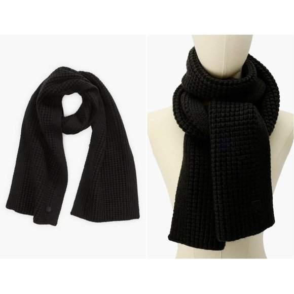 AllSaints Thermal Stitch Nevada Knit Scarf Black - Picture 1 of 4
